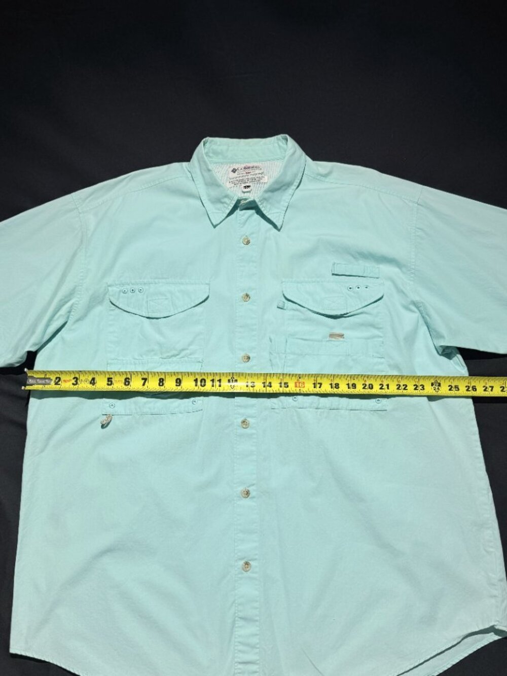 Columbia PFG Mens Shirt Large Aqua Vented Fishing Pockets Outdoors - Picture 5 of 7